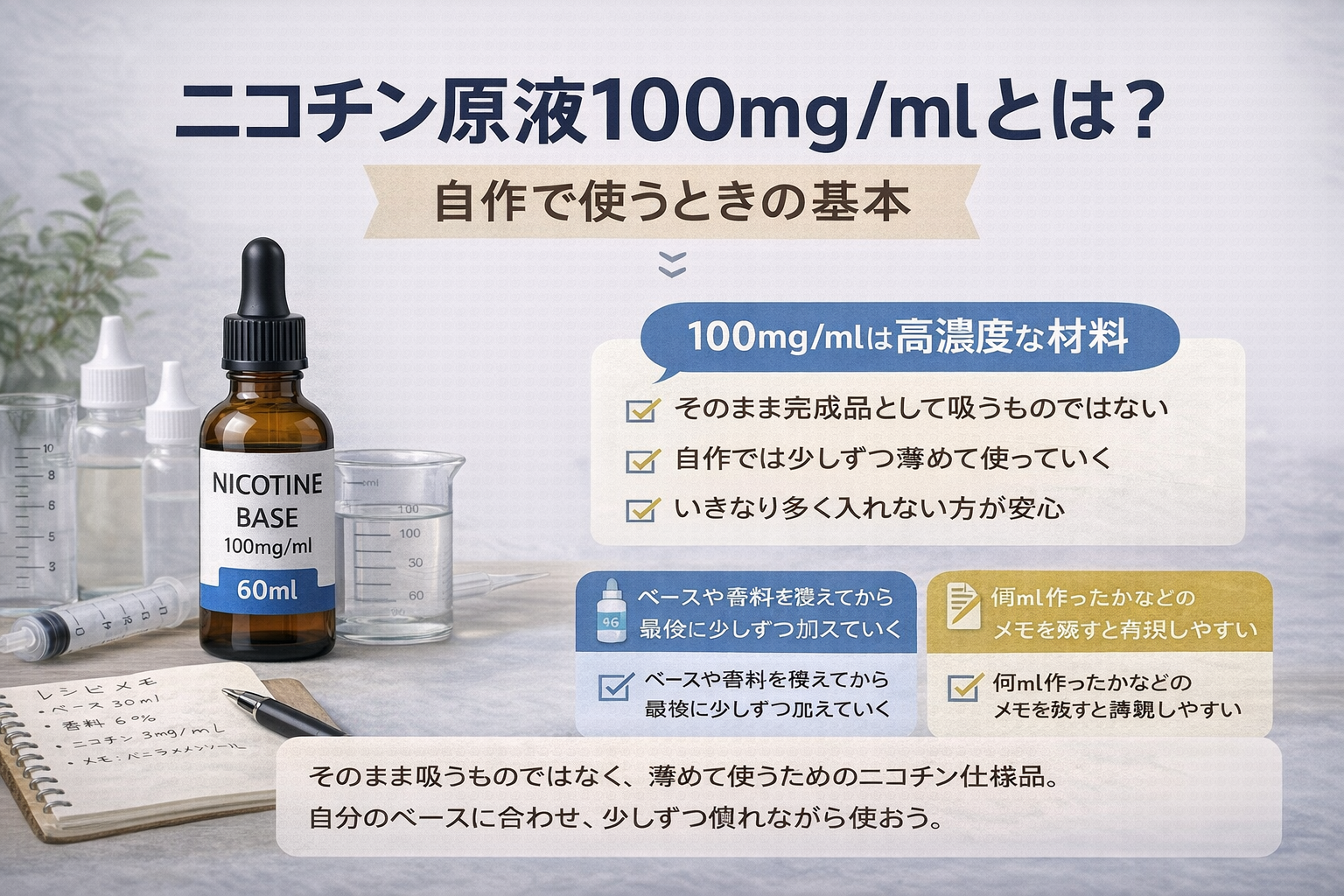 ニコチン原液100mg/mlとは？自作で使うときの基本