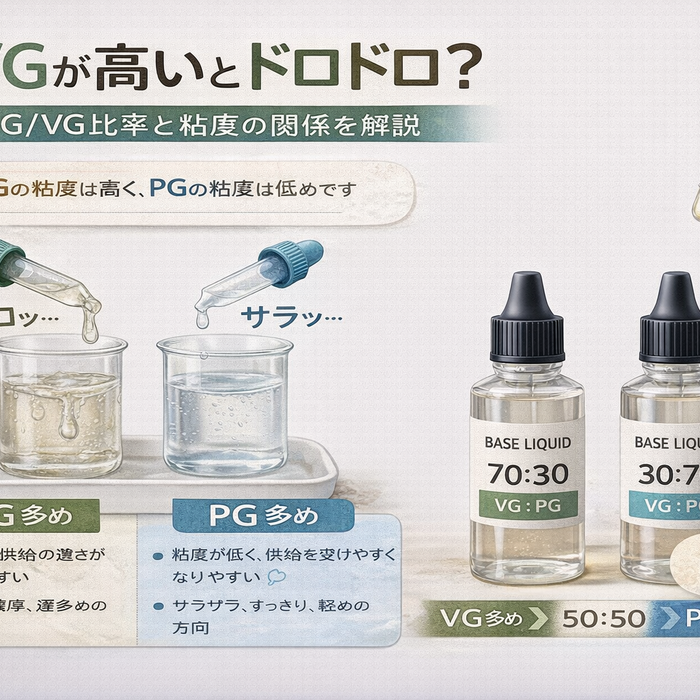 VGが高いとドロドロ？PG/VG比率と粘度の関係を解説