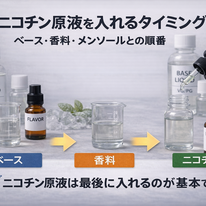 ニコチン原液を入れるタイミング｜ベース・香料・メンソールとの順番