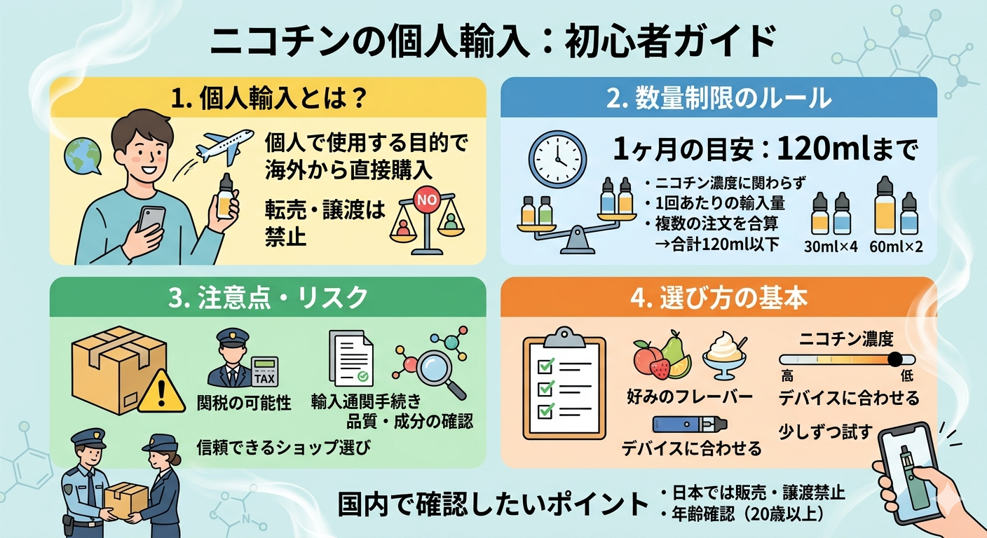 ニコチンの個人輸入とは？日本での数量制限・注意点・選び方を解説