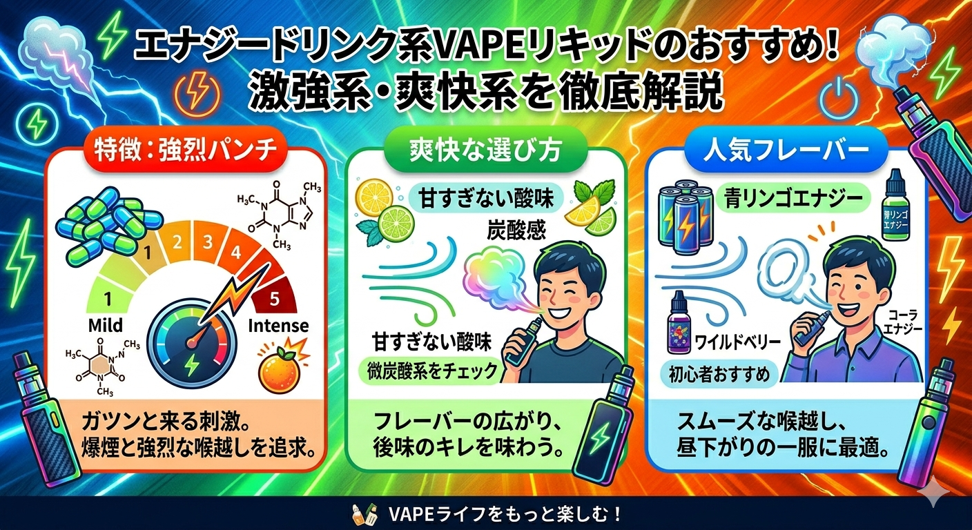 エナジードリンク系VAPEリキッドのおすすめは？香料で自作・強化する選び方