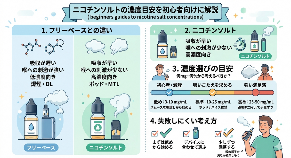 ニコチンソルトの濃度目安とは？何mg・何％から考える？ — ココカラ