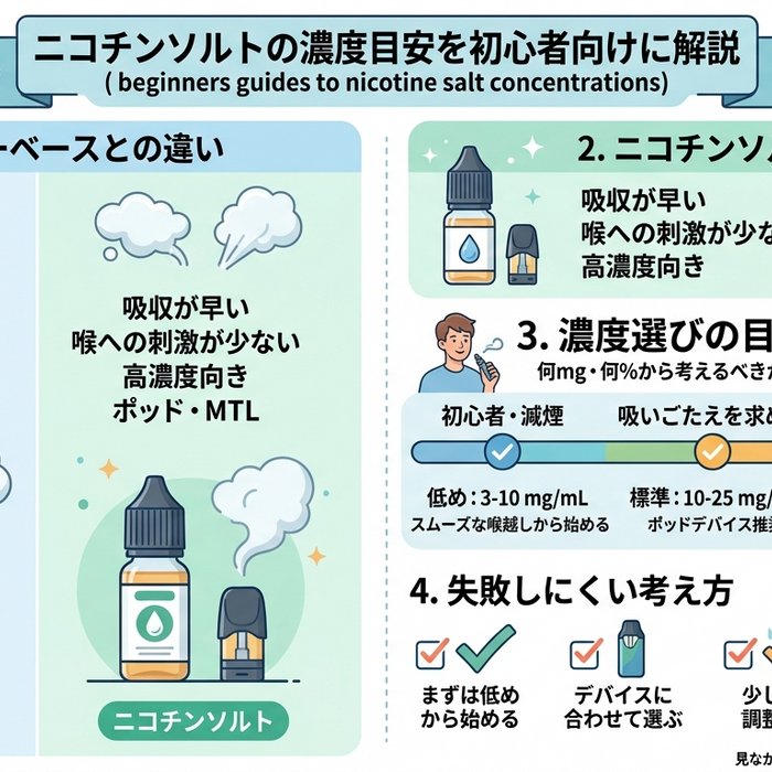 ニコチンソルトの濃度目安とは？何mg・何％から考える？